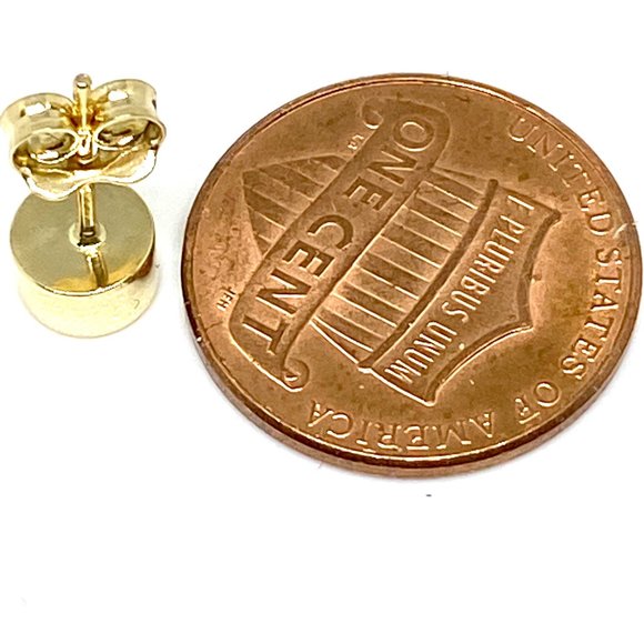 14K YELLOW GOLD 6MM STUD CYLINDER EARRINGS - Picture 6 of 6